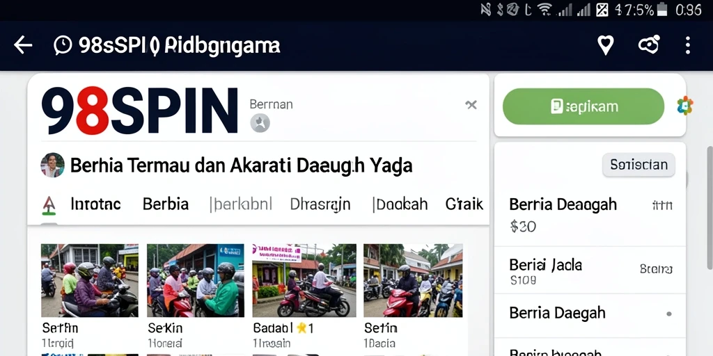 Antarmuka 98SPIN menampilkan berita terbaru daerah dengan jelas.