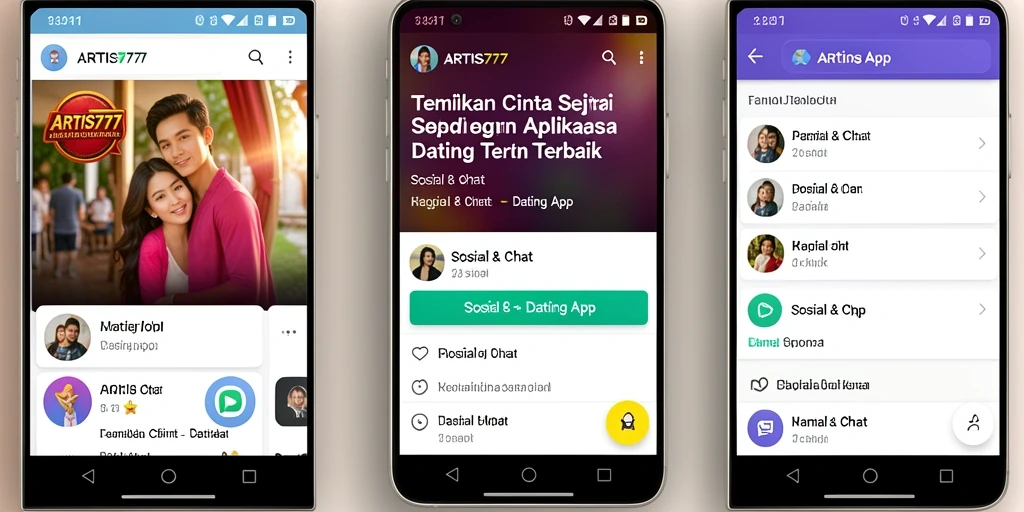 Tampilan antarmuka ARTIS777 yang menarik untuk aplikasi Dating App.