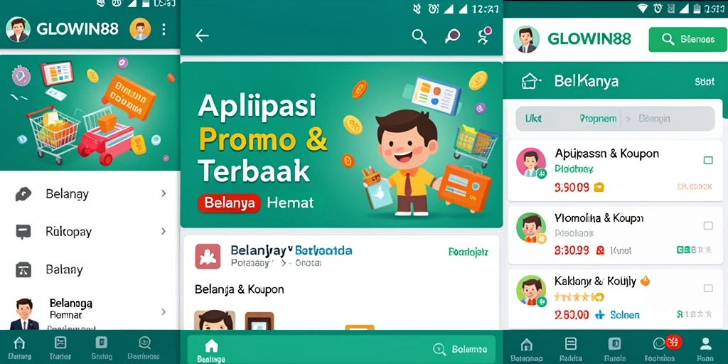 Antarmuka aplikasi GLOWIN88 yang menampilkan kupon dan promo menarik.
