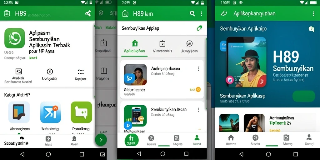 Tampilan antarmuka H89 untuk menyembunyikan aplikasi di HP.