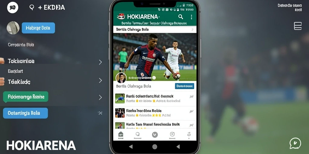 Tampilan antarmuka HOKIARENA menampilkan berita olahraga bola terkini.