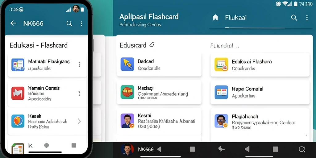 Tampilan antarmuka aplikasi Flashcard NK666 yang menarik.