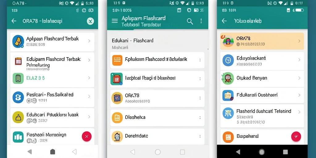 Antarmuka aplikasi Flashcard ORA78 yang intuitif dan interaktif.