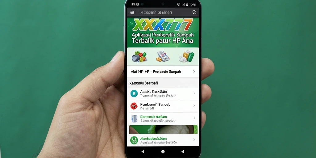 Tampilan antarmuka aplikasi Pembersih Sampah XXX777 yang sederhana dan efektif.